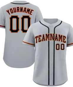Custom Gray Black-Orange Classic Style Authentic Baseball Jersey