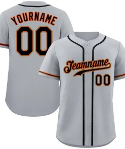Custom Gray Black-Orange Classic Style Authentic Baseball Jersey
