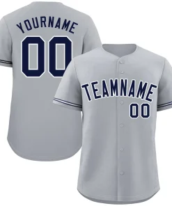 Custom Gray Navy-White Classic Style Authentic Baseball Jersey