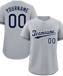 Custom Gray Navy-White Classic Style Authentic Baseball Jersey