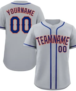 Custom Gray Royal-Orange Classic Style Authentic Baseball Jersey