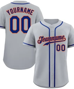 Custom Gray Royal-Orange Classic Style Authentic Baseball Jersey