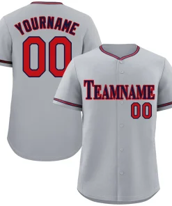 Custom Gray Navy-Red Classic Style Authentic Baseball Jersey