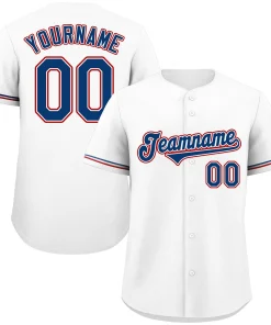 Custom White Royal-Red Classic Style Authentic Baseball Jersey