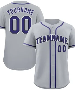 Custom Gray Purple-White Classic Style Authentic Baseball Jersey