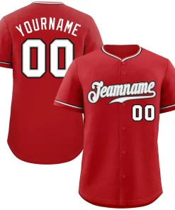 Custom Red White-Black Classic Style Authentic Baseball Jersey