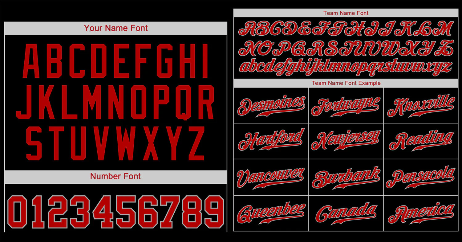 Custom Black Red-Gray Classic Style Authentic Baseball Jersey - Image 3