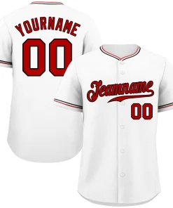 Custom White Red-Black Classic Style Authentic Baseball Jersey