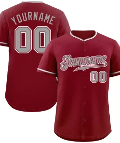 Custom Crimson Gray-White Classic Style Authentic Baseball Jersey