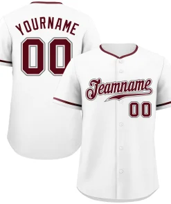 Custom White Crimson-Gray Classic Style Authentic Baseball Jersey