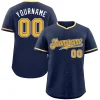 Custom Navy Gold-White Classic Style Authentic Baseball Jersey