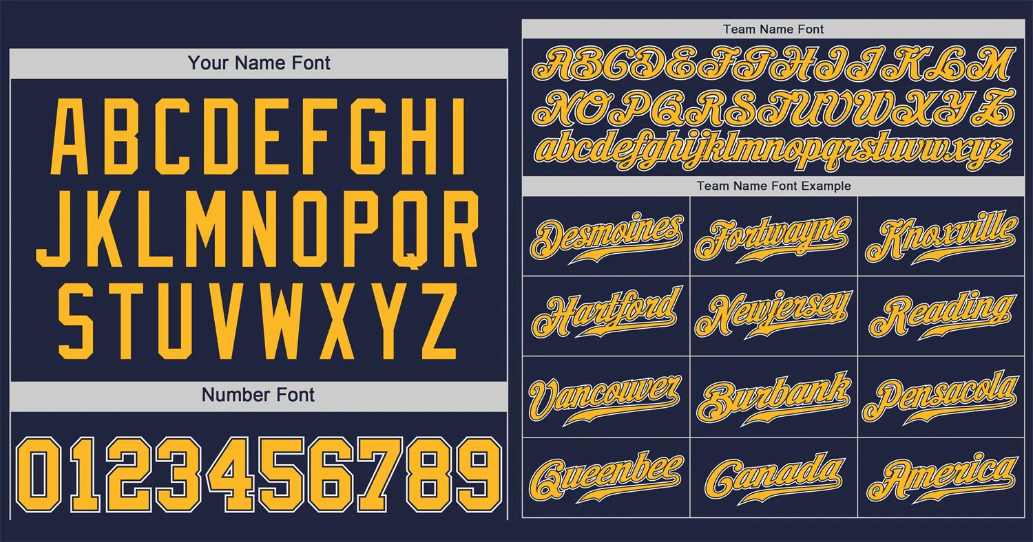 Custom Navy Gold-White Classic Style Authentic Baseball Jersey - Image 3