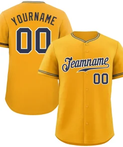 Custom Gold Navy-White Classic Style Authentic Baseball Jersey