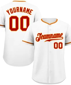 Custom White Red-Yellow Classic Style Authentic Baseball Jersey