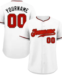Custom White Red-Black Classic Style Authentic Baseball Jersey