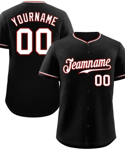 Custom Black White-Red Classic Style Authentic Baseball Jersey