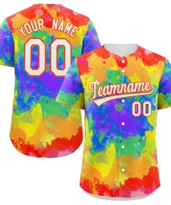 Custom Red White-Orange Graffiti Pattern Authentic Baseball Jersey