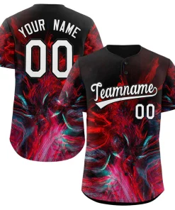 Custom Red White-Black Graffiti Pattern Authentic Baseball Jersey