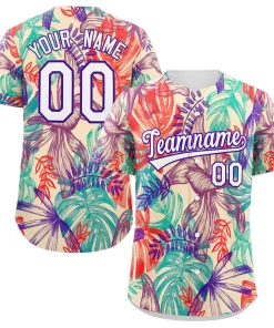 Custom Khaki White-Purple Graffiti Pattern Authentic Baseball Jersey