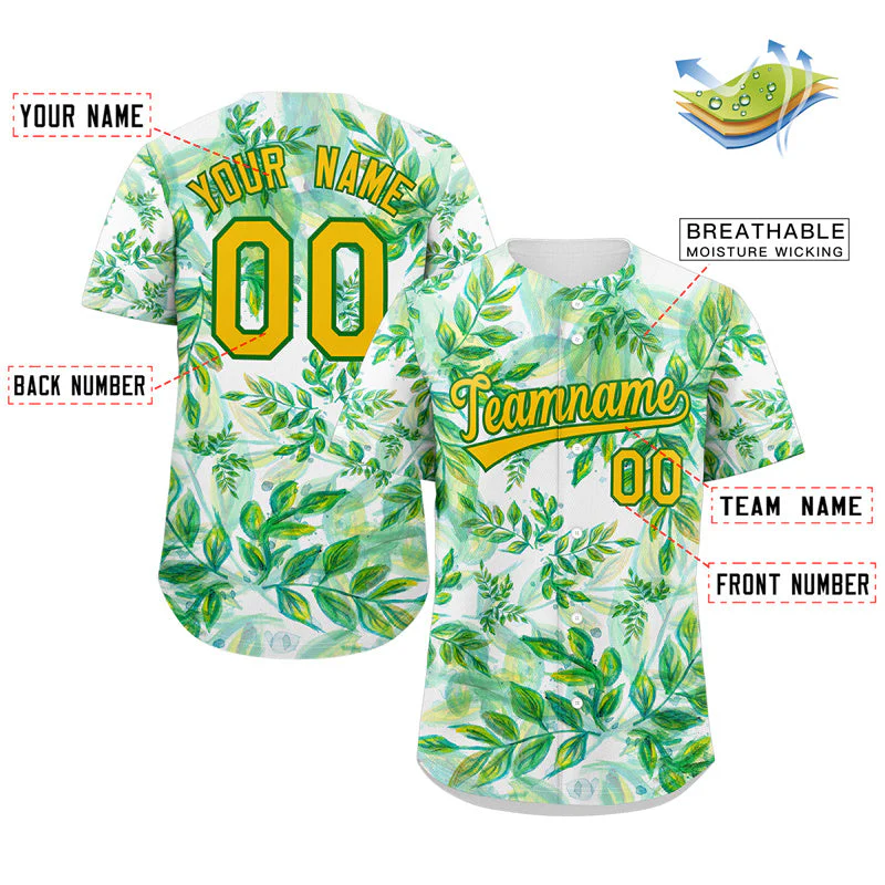 Custom Kelly Green Yellow-Green Graffiti Pattern Authentic Baseball Jersey - Image 2