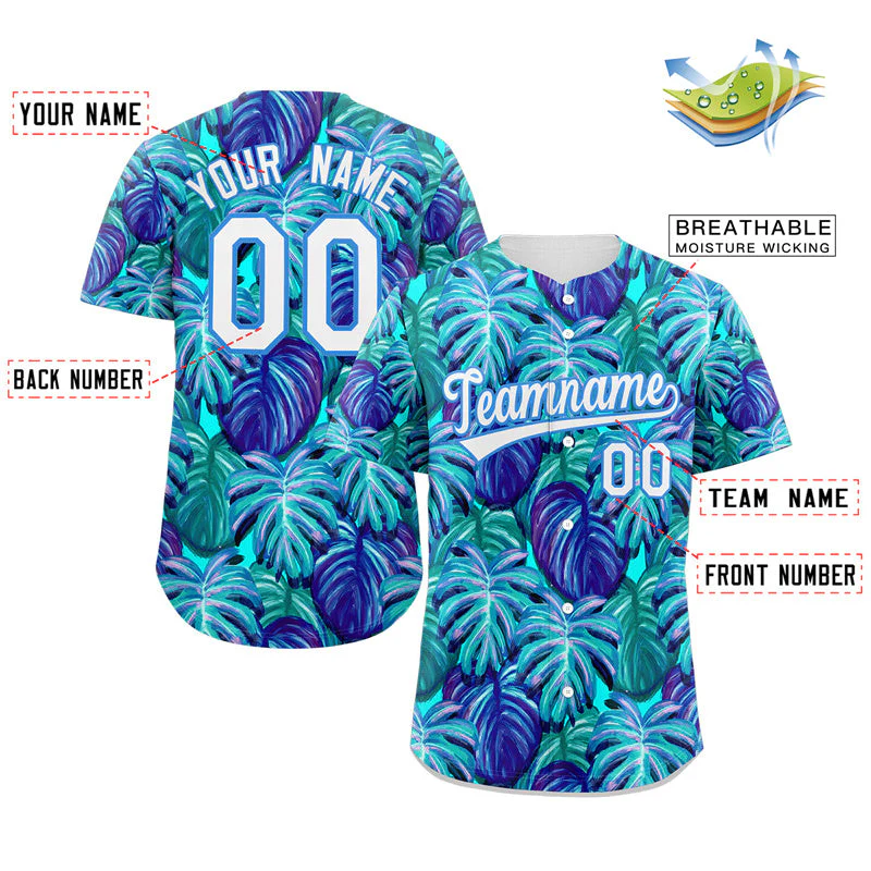 Custom Royal White-Powder Blue Graffiti Pattern Authentic Baseball Jersey - Image 2