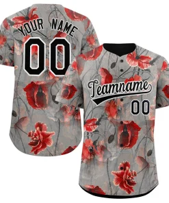 Custom Gray Black-White Graffiti Pattern Authentic Baseball Jersey