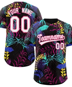 Custom Black White-Pink Graffiti Pattern Authentic Baseball Jersey