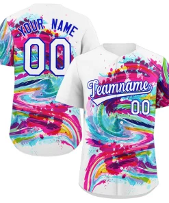 Custom White Royal-Pink Graffiti Pattern Authentic Baseball Jersey