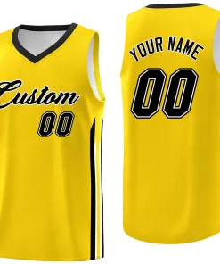 Custom Yellow Black Classic Tops Athletic Casual Basketball Jersey