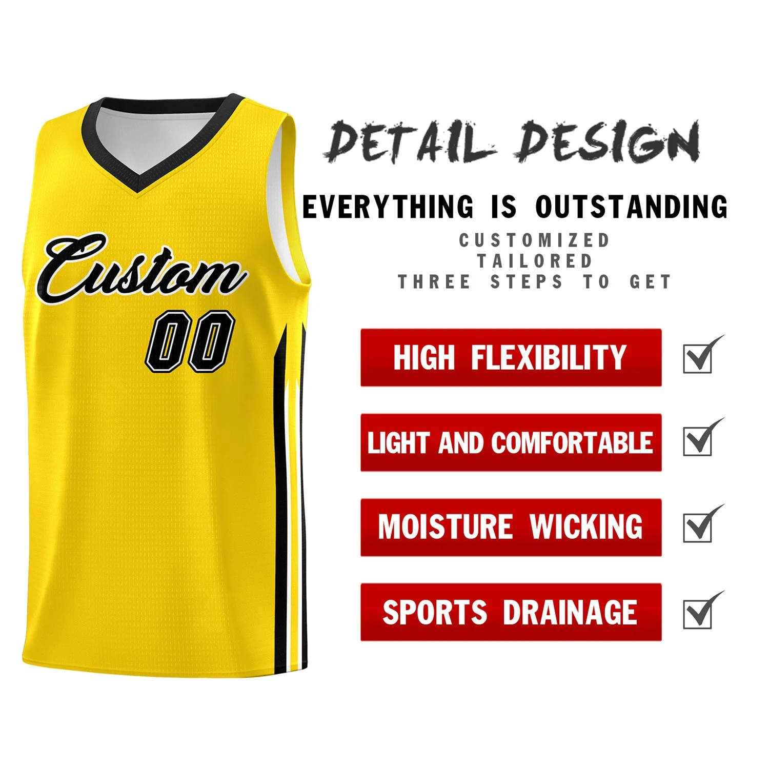 Custom Yellow Black Classic Tops Athletic Casual Basketball Jersey - Image 4