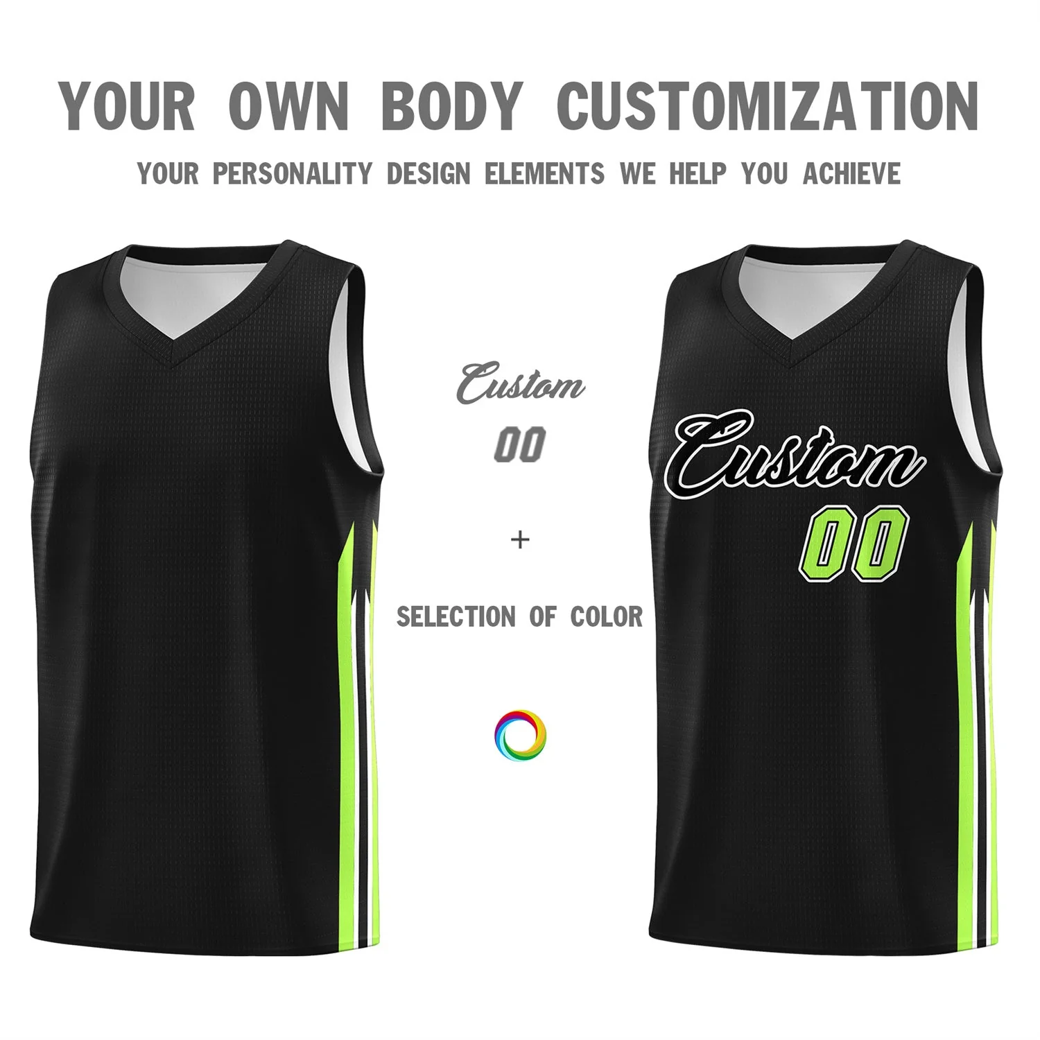 Custom Black Green Classic Tops Sport Game Basketball Jersey - Image 3