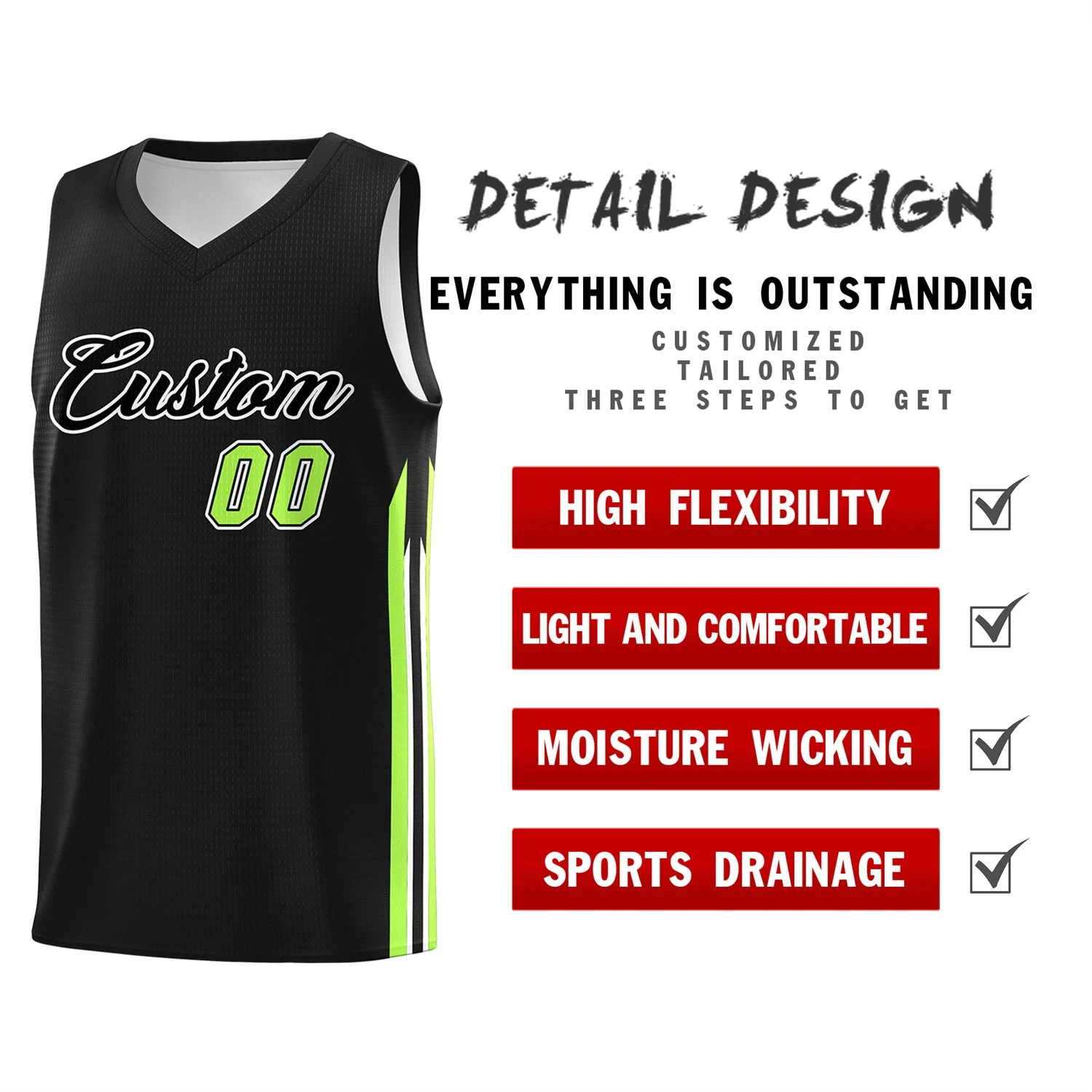 Custom Black Green Classic Tops Sport Game Basketball Jersey - Image 4