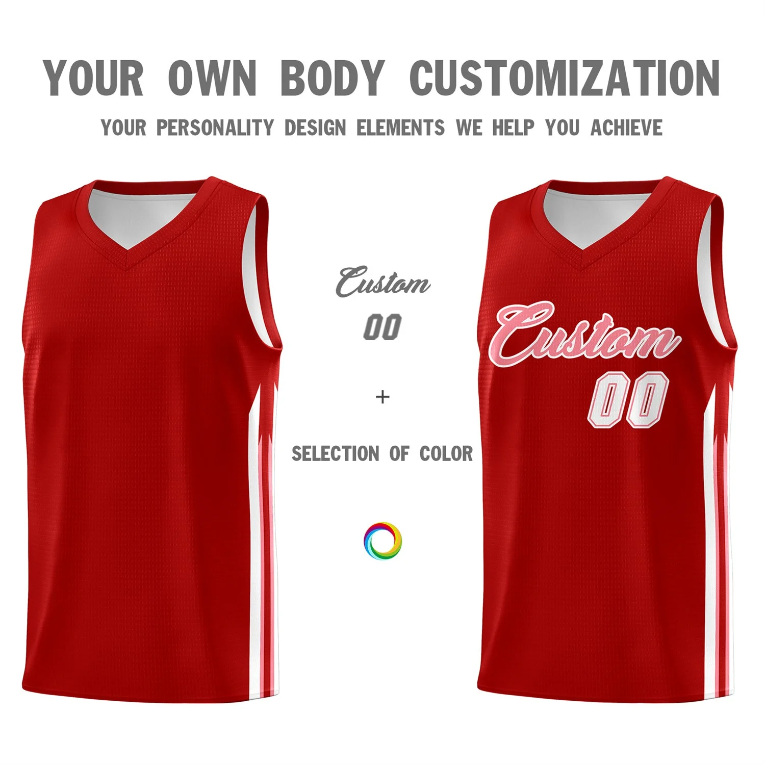 Custom Red White Classic Tops Fashion Sportwear Basketball Jersey - Image 3