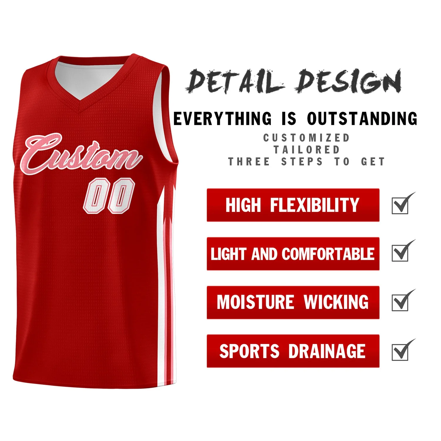 Custom Red White Classic Tops Fashion Sportwear Basketball Jersey - Image 4
