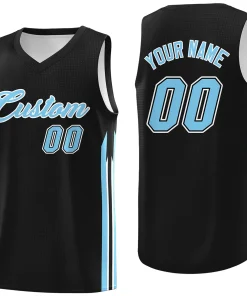 Custom Black Lt Blue Classic Tops Sport Game Basketball Jersey