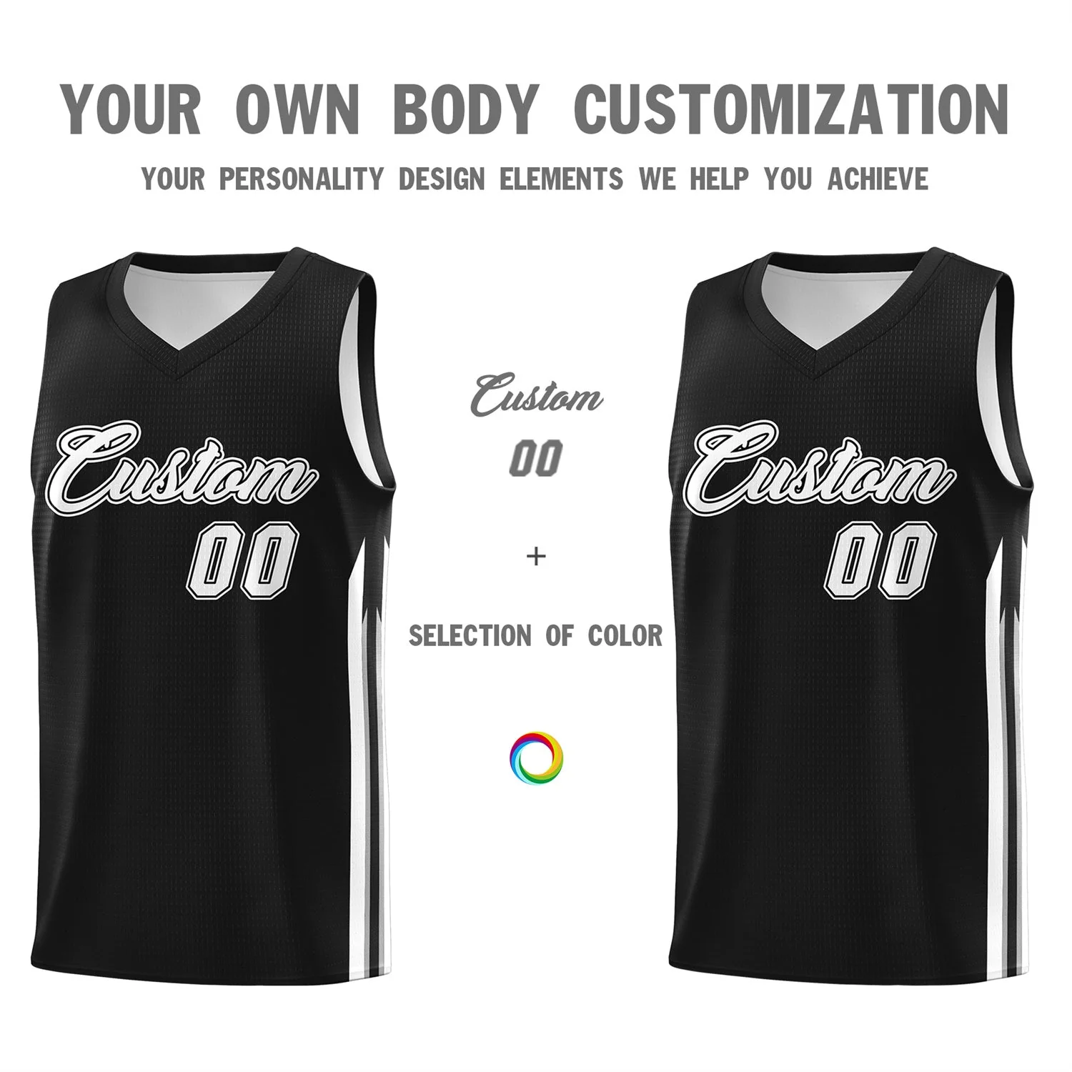 Custom Black White Classic Tops Sport Game Basketball Jersey - Image 3