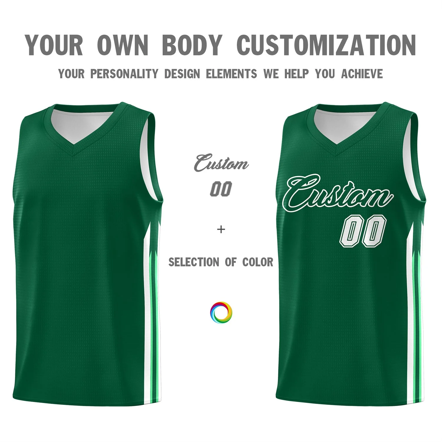 Custom Green White Classic Tops Sport Game Basketball Jersey - Image 3