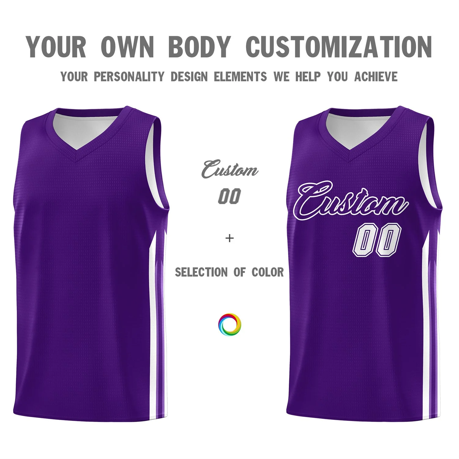 Custom Purple White Classic Tops Fashion Sportwear Basketball Jersey - Image 3