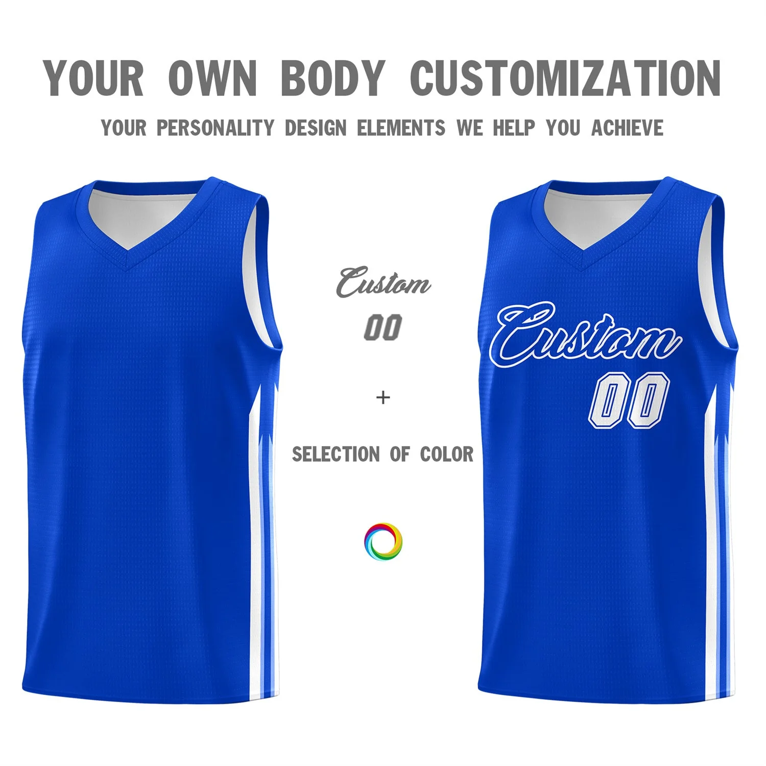 Custom Royal White Classic Tops Fashion Sportwear Basketball Jersey - Image 3