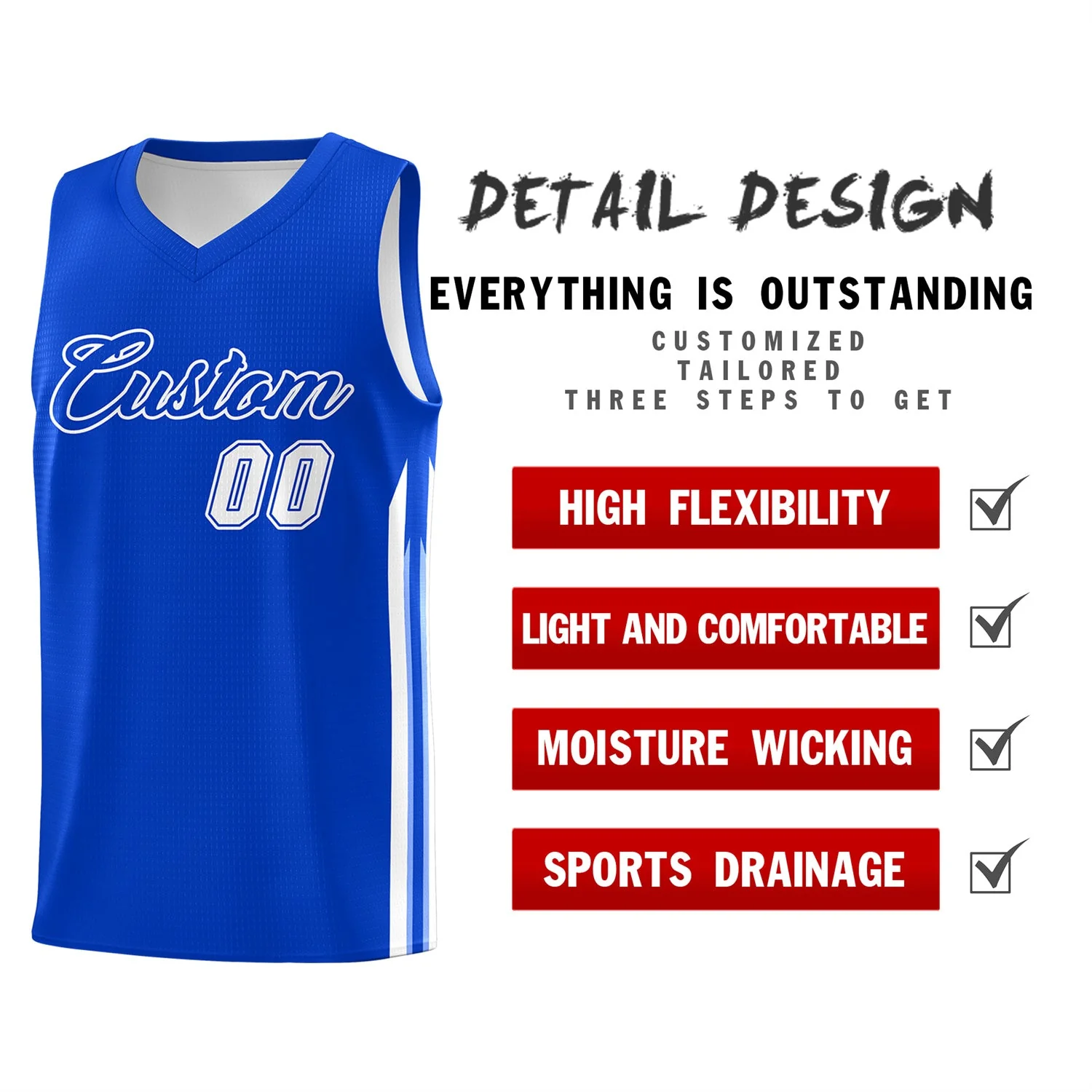 Custom Royal White Classic Tops Fashion Sportwear Basketball Jersey - Image 4