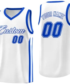 Custom White Royal Classic Tops Athletic Casual Basketball Jersey