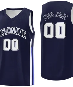 Custom Navy White Classic Tops Athletic Casual Basketball Jersey