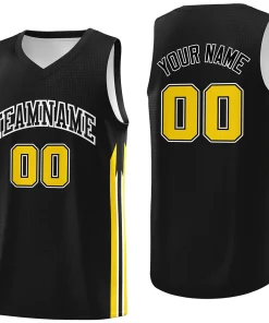 Custom Black Yellow Classic Tops Athletic Casual Basketball Jersey