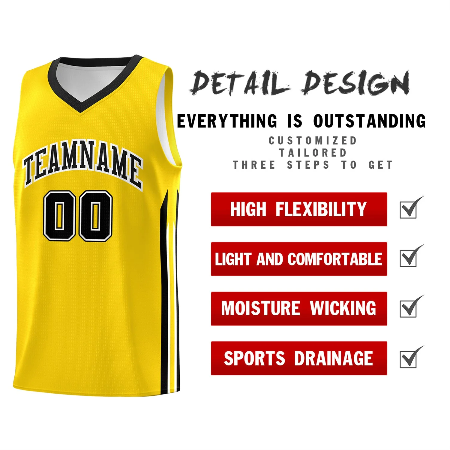 Custom Yellow Black-White Classic Tops Fashion Sportwear Basketball Jersey - Image 4