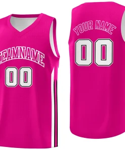 Custom Pink White-Black Classic Tops Breathable Basketball Jersey
