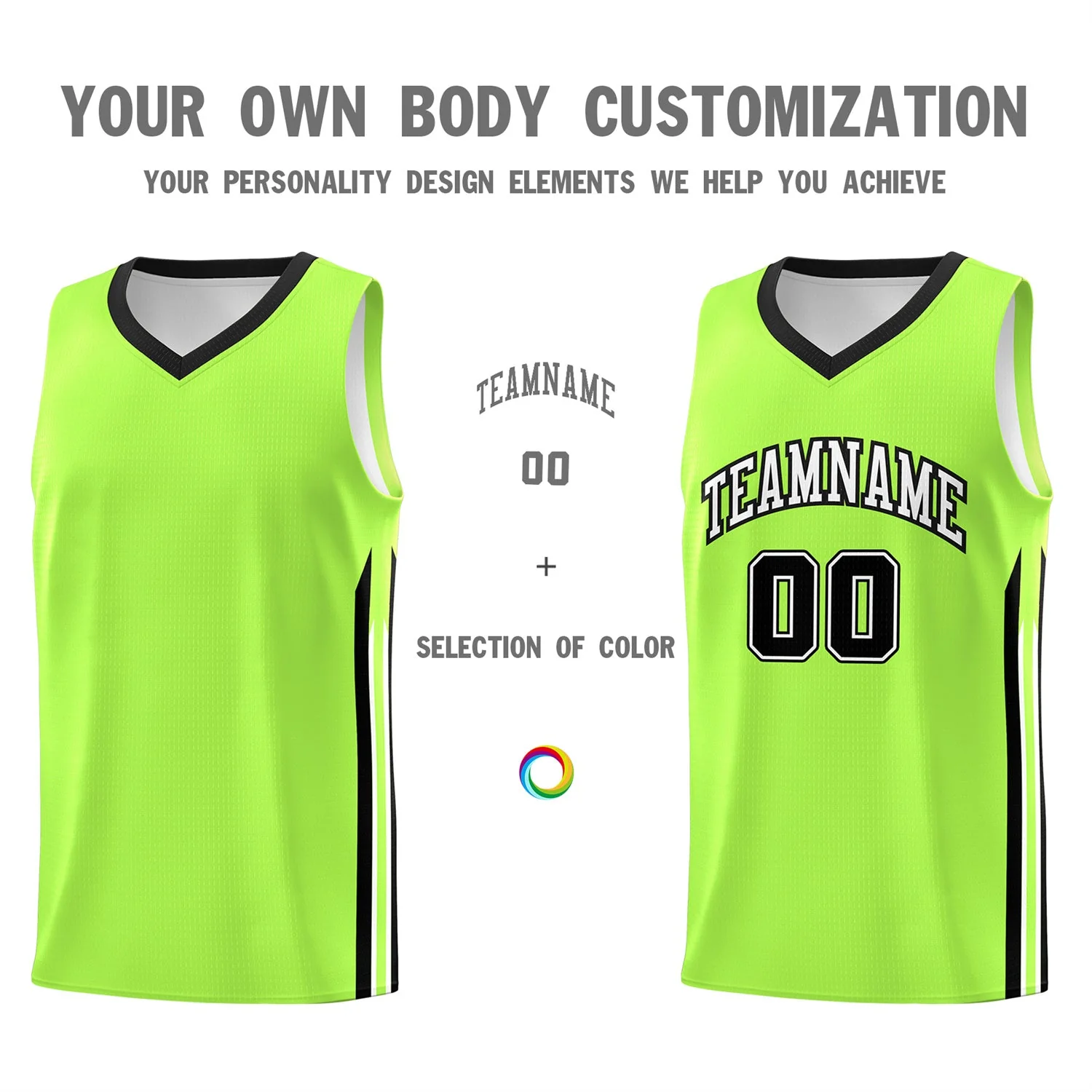Custom Neon Green Black Classic Tops Athletic Casual Basketball Jersey - Image 3