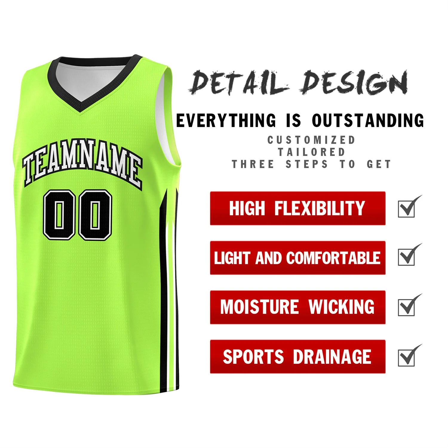 Custom Neon Green Black Classic Tops Athletic Casual Basketball Jersey - Image 4
