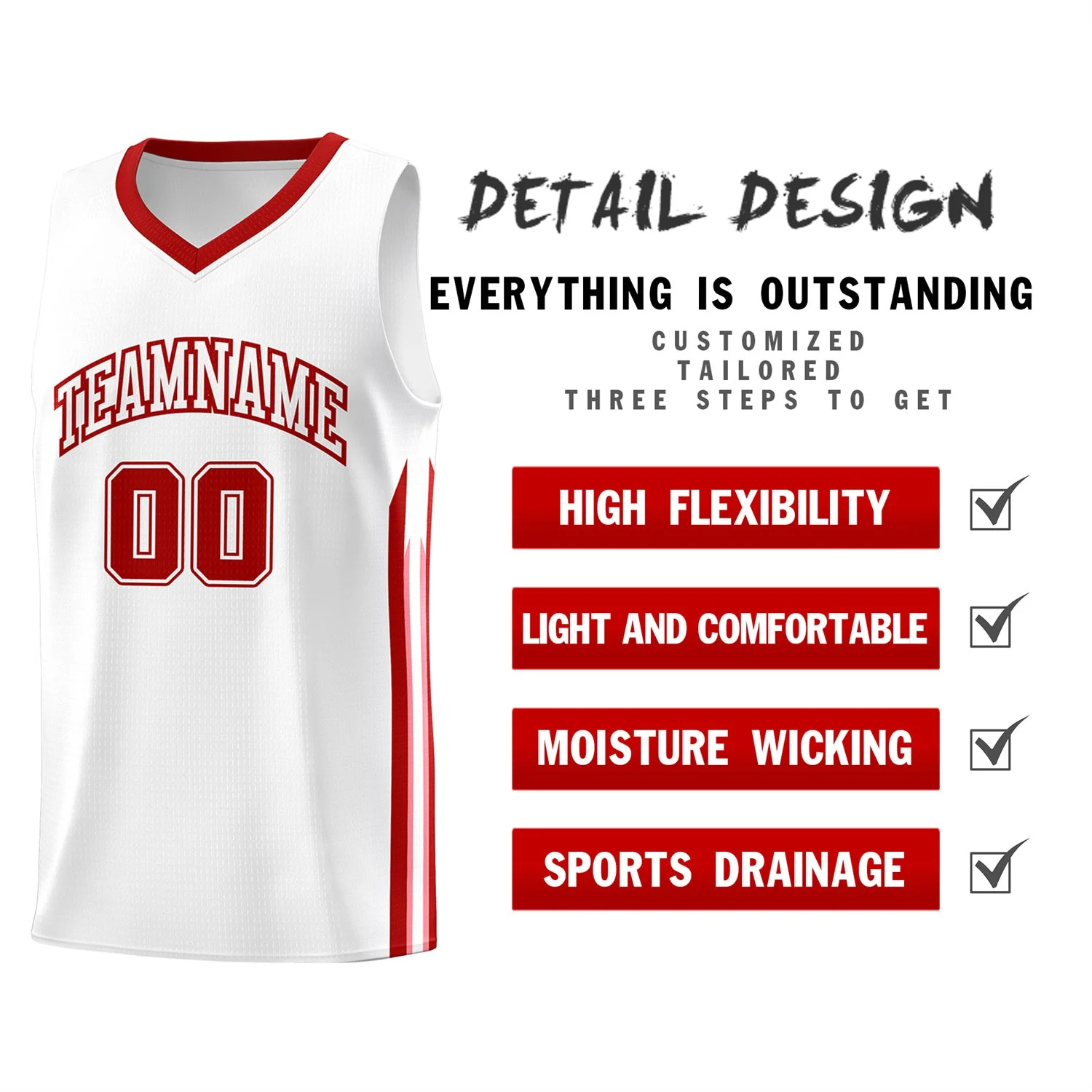 Custom White Red Classic Tops Fashion Sportwear Basketball Jersey - Image 4