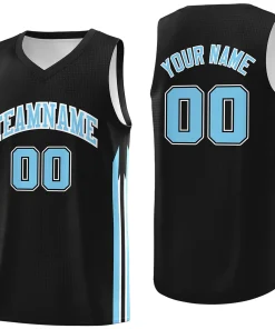 Custom Black Light Blue Classic Tops Athletic Casual Basketball Jersey