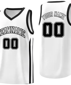 Custom White Black Classic Tops Fashion Sportwear Basketball Jersey